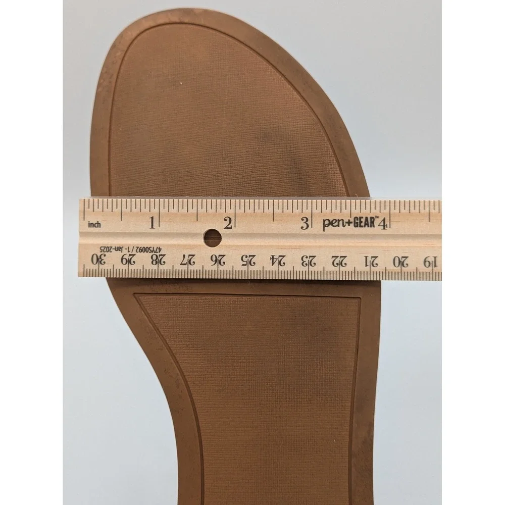 Franco Sarto Sandals 9 Tan Leather Ankle Strap Flat Minimalist Boho Summer - Picture 12 of 15